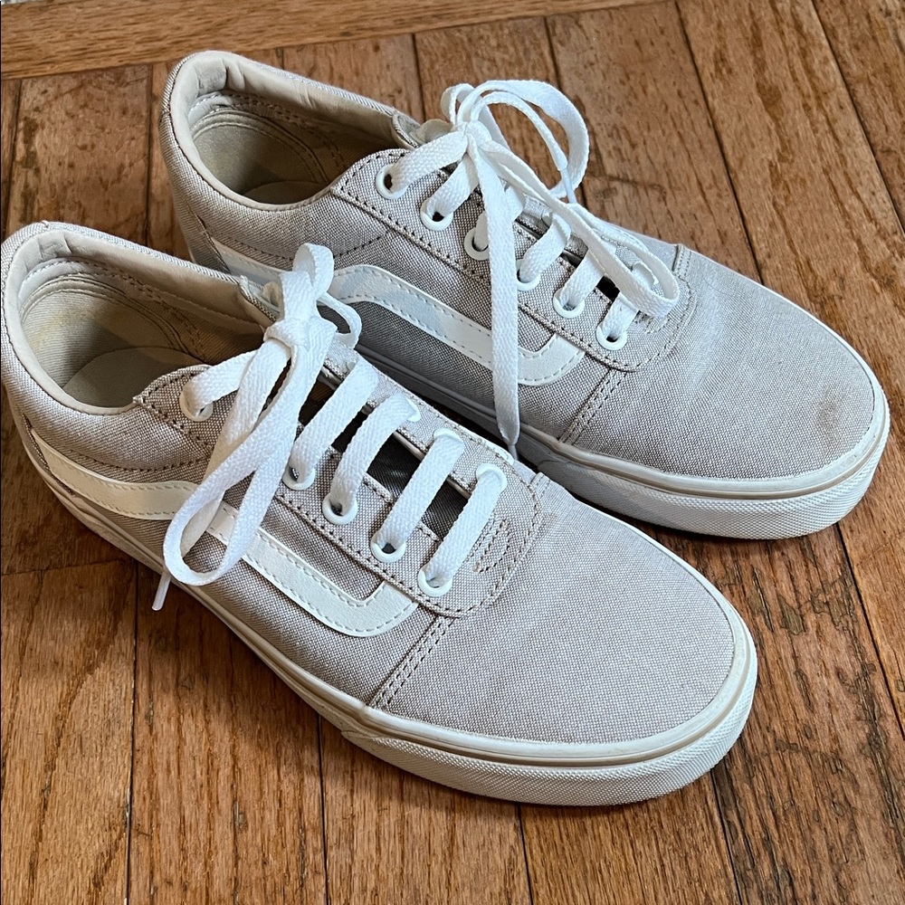 Vans Light Gray Canvas Sneakers with White Accents